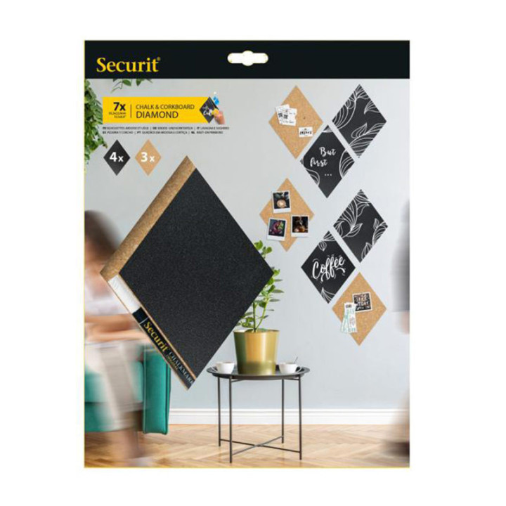 Silhouette mural ardoise et liège - diamond -Securit