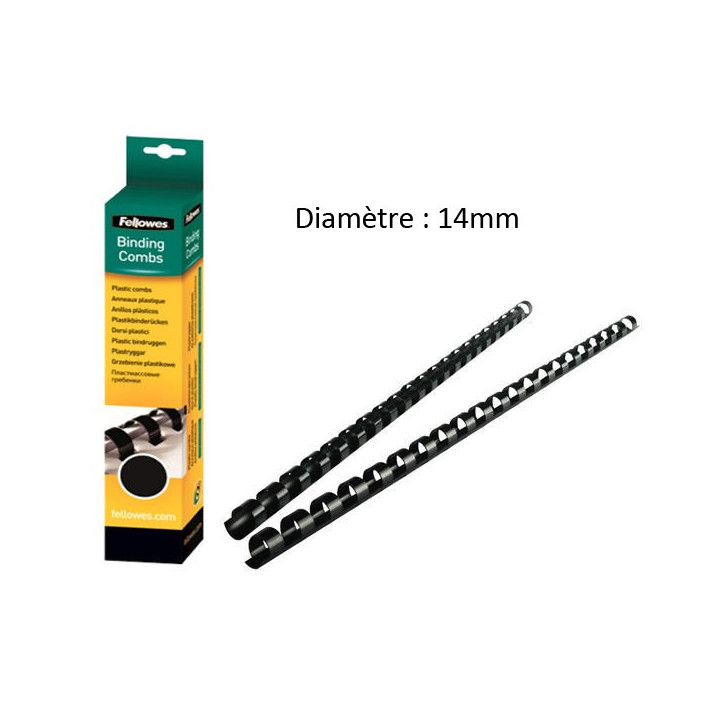 Anneaux Plastique Pour Reliure - Spirales - 14Mm - A4 - X25 - Noir - Fellowes