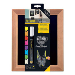 Tableau mural en ardoise noire et cadre bois 20x24cm - Securit