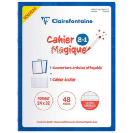 Cahier - 24x32(cm) - Grands carreaux - 48 pages - couverture en carton - sans spirale - Clairefontaine