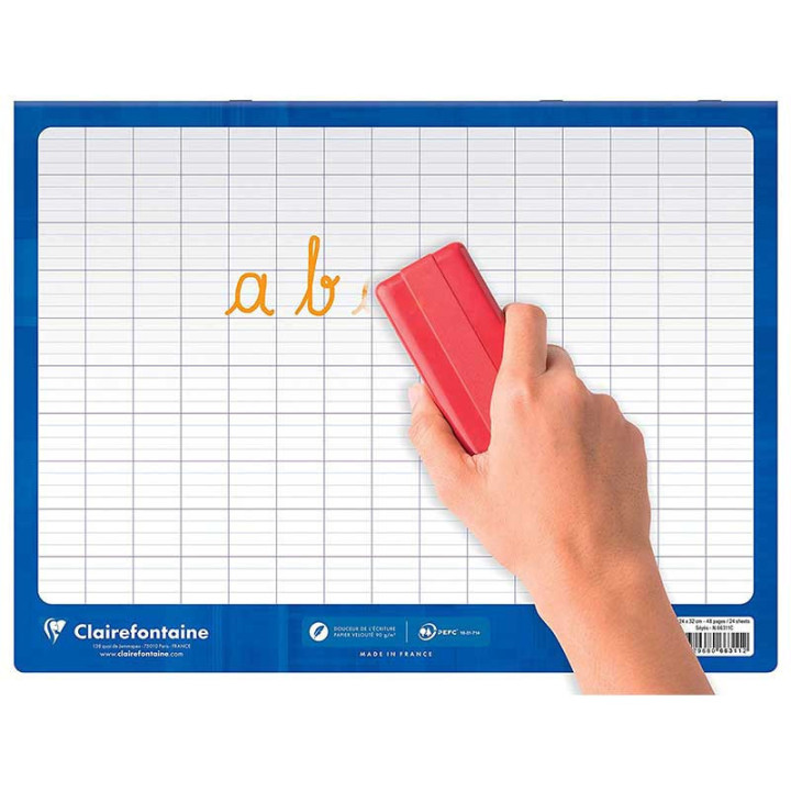 Cahier - 24x32(cm) - Grands carreaux - 48 pages - couverture en carton - sans spirale - Clairefontaine