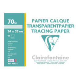 Papier calque - 24 x 32 cm - 20 feuilles - 70g - Dessin - Beaux-arts - Clairefontaine