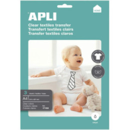 Feuilles de papier transfert textile blanc 21 x 29,7 cm A4 Apli Agipa
