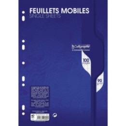 Feuilles simples - A4 - Grands carreaux - Perforées - 100 feuilles - Clairefontaine