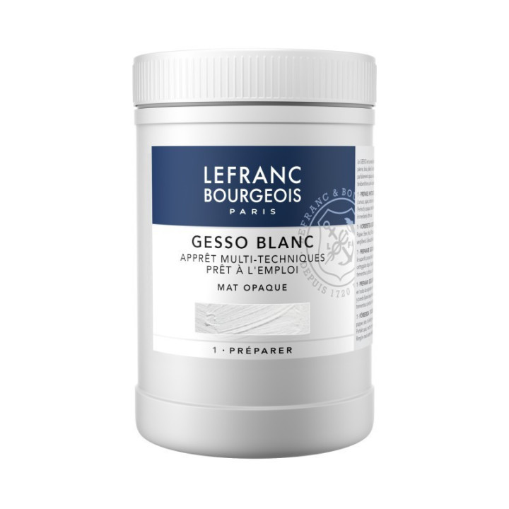 Gesso - Blanc - Apprêt - Acrylique, aquarelle, huile - Pot 1L - Lefranc Bourgeois