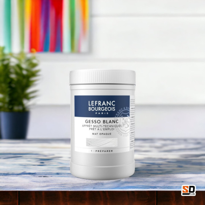 Gesso - Blanc - Apprêt - Acrylique, aquarelle, huile - Pot 1L - Lefranc Bourgeois