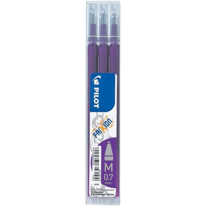 Lot de 3 recharges FriXion pointe moyenne 0,7mm violet Pilot