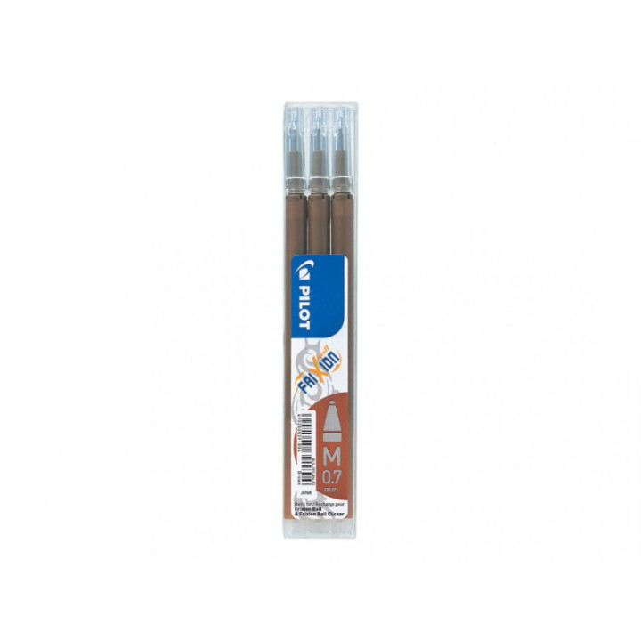 Lot de 3 recharges FriXion pointe moyenne 0,7mm chocolat Pilot
