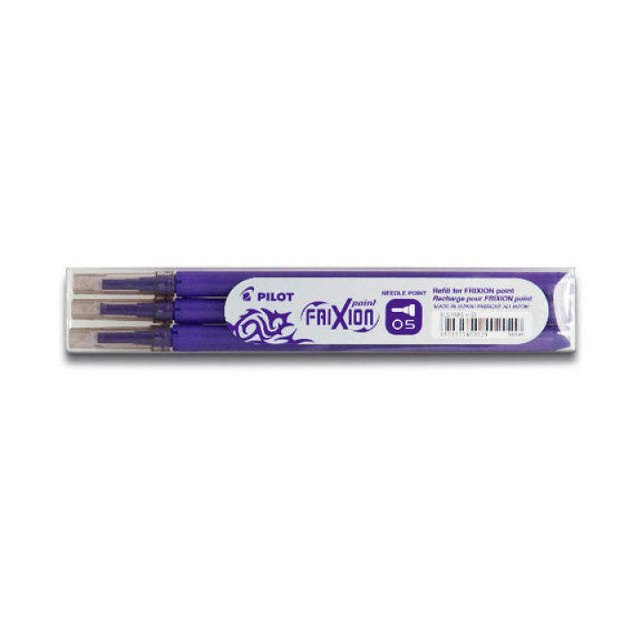 Lot de 3 recharges FriXion pointe fine 0,5mm violet Pilot