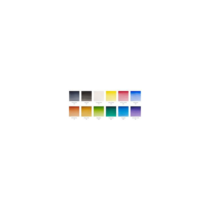 Peinture aquarelle - Fine - Boîte de 12 demi-godets + pinceau - Winsor et Newton