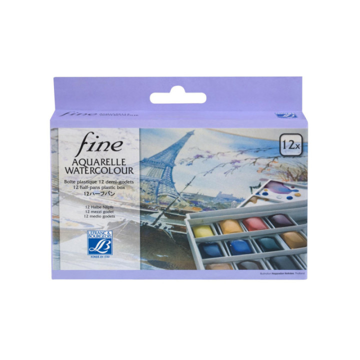 Boîte De 12 Demi-Godets Aquarelle Fine - Lefranc Bourgeois