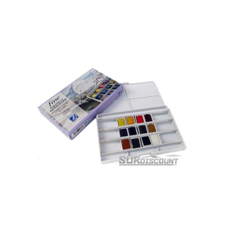 Boîte De 12 Demi-Godets Aquarelle Fine - Lefranc Bourgeois