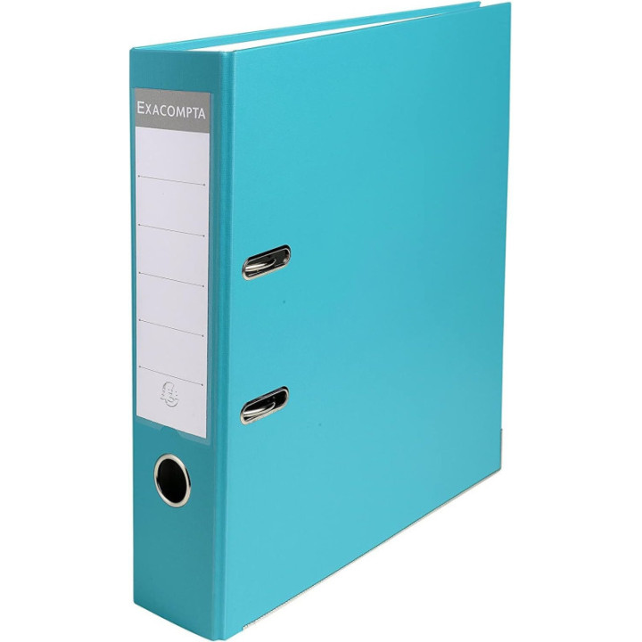 Classeur à levier - Turquoise - Dos large - 75mm - 2 anneaux - Exacompta