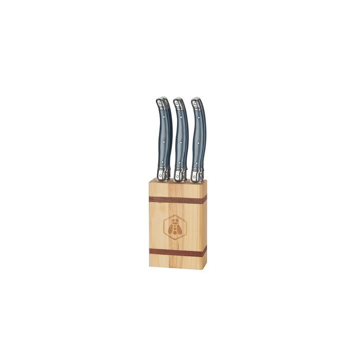 Bloc de 6 couteaux Laguiole avec manche en plastique