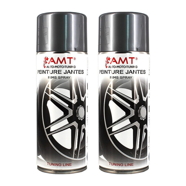 Lot de 2 bombes de peinture pour jantes - gris alu - AMT