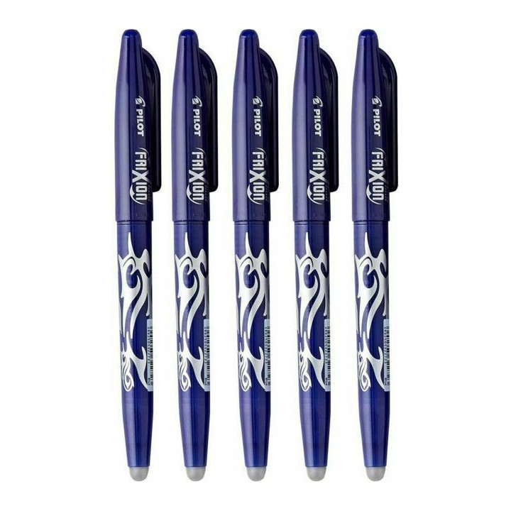 Lot de 5 stylos FriXion Ball pointe moyenne 0.7mm bleu Pilot