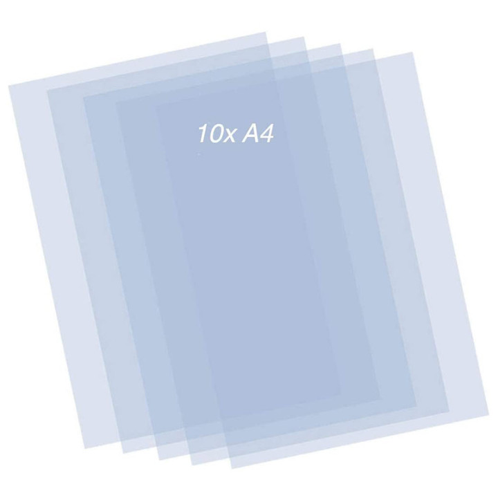 Lot de 10 feuilles Mylar A4 pour pochoir - Epaisseur 0,2 mm - Qbix