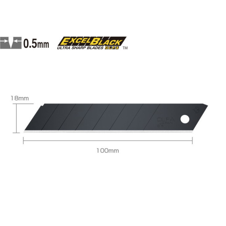 Etui de 10 lames de cutter 18 mm LBB-10 Excel Black OLFA