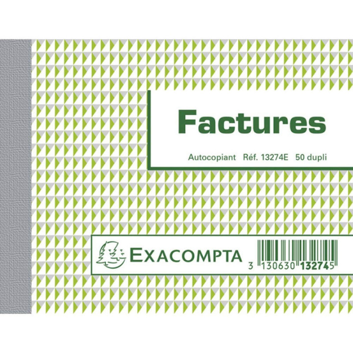 Facturier - Dupli - Autocopiants - 10,5x13,5cm - 50 feuilles - Exacompta - 13274E