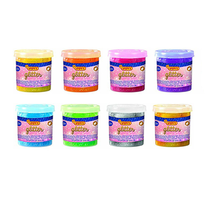 Peinture gouache - Pailletée - Couleurs pastel - 6 pots - Pinceau inclus - Jovi