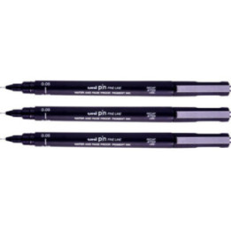 Lot de 3 feutres à dessin uni pin - 0.05 mm - Noir - Uni-ball