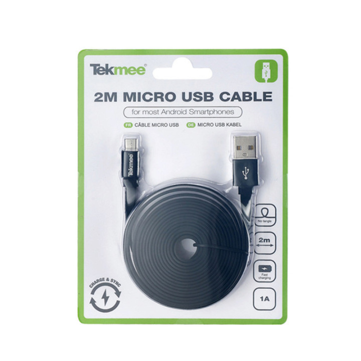 Câble de charge - Micro USB/USB - 2m - 1A - Tekmee