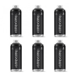 Lot de 6 bombes de peinture Hardcore MTN - Noir mat