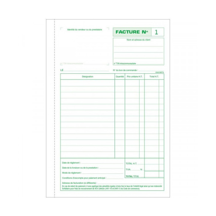 3 facturiers - Dupli - Autocopiants - A5 - 50 feuilles - Exacompta - 3278E
