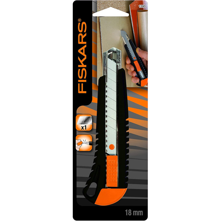 Cutter Fiskars lame 18 mm corps plastique orange/noir