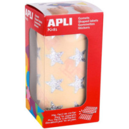 Rouleau de 1416 gommettes étoiles argentées 19,5mm Apli Kids