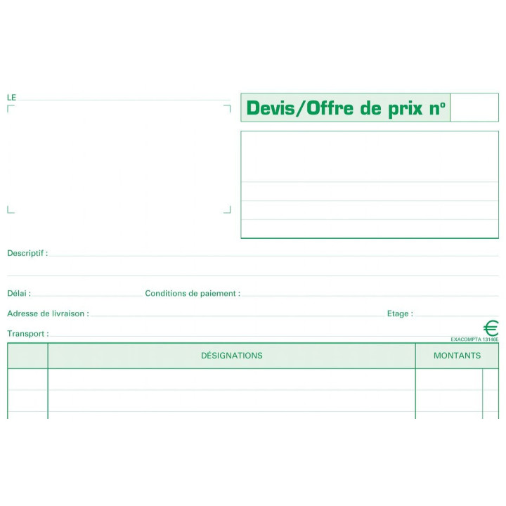 Carnet - Devis et offre de prix - A4 - Autocopiant - Tripli - Exacompta - 13146E