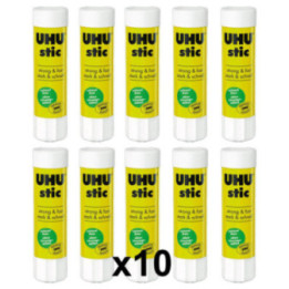 Lot de 10 bâtons de colle blanche UHU 8,2g