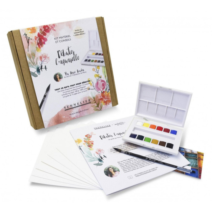Kit initiation aquarelle Sennelier Débuter l'aquarelle Kit Fleurs par Marie Boudon