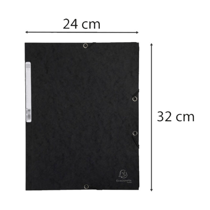Paquet de 10 chemises à élastiques Exacompta 24 x 32 cm carte rigide noir
