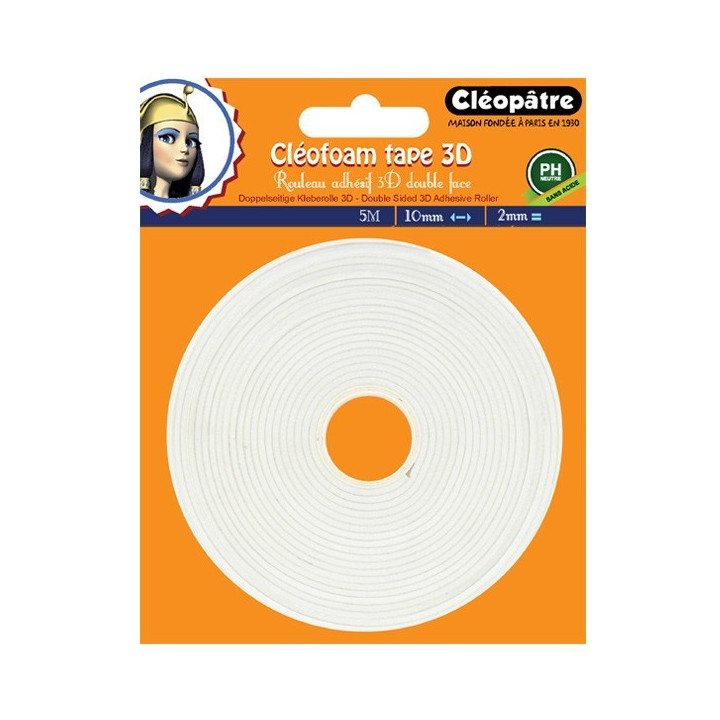 Rouleau adhésif 3D double face Cléofoam tape 3D Cléopâtre