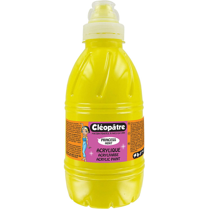 Peinture acrylique Princess Mérit - Jaune primaire - 500 ml - Cléopâtre