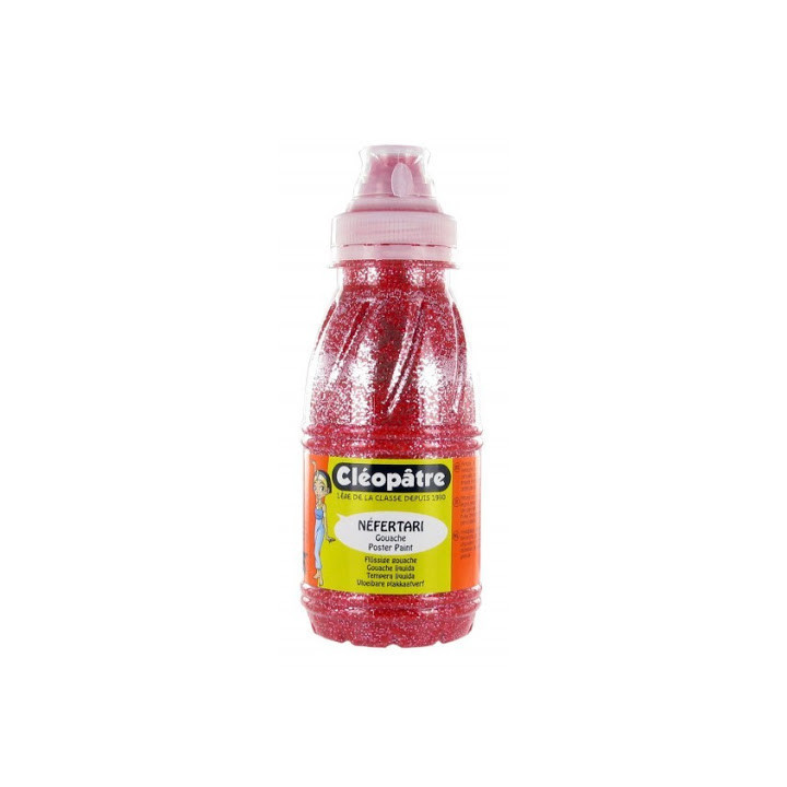 Flacon de peinture à l'eau pailletée Cléopâtre 250ml rouge