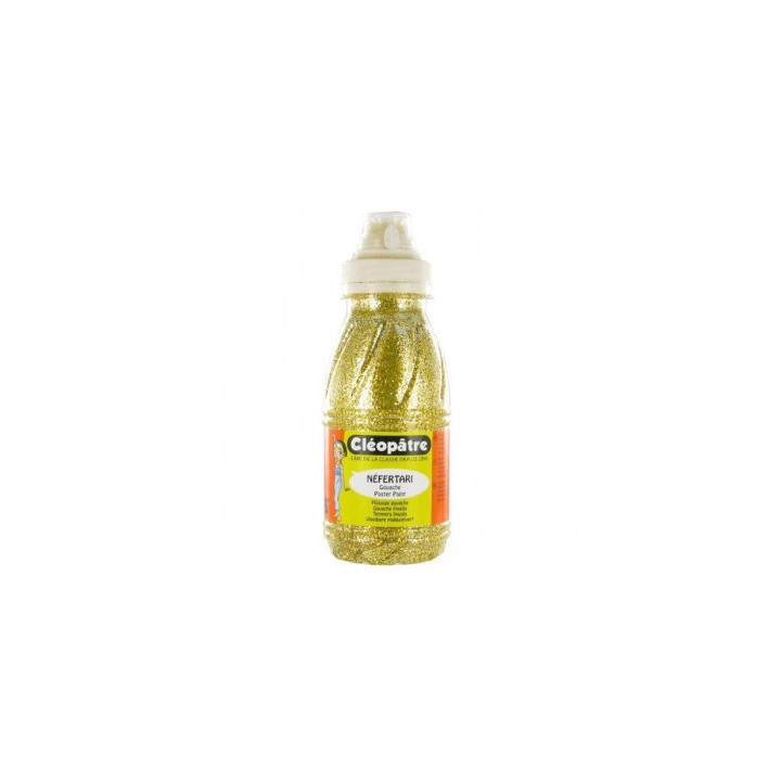 Flacon de peinture à l'eau pailletée Cléopâtre 250ml jaune d'or