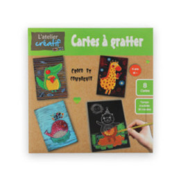 8 cartes à gratter croco et compagnie + 1 crayon en plastique