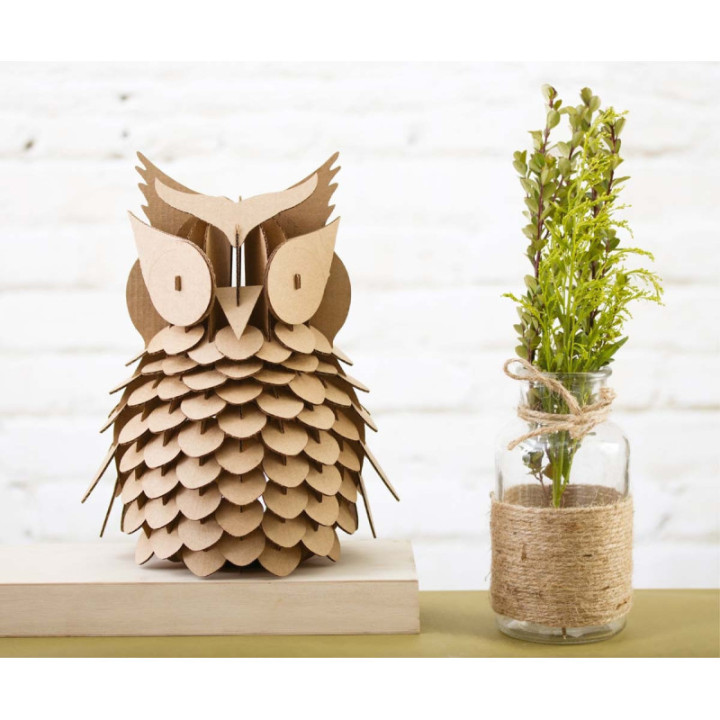 Maquette - Hibou - Carton - A assembler et à décorer - 25 x 20 cm