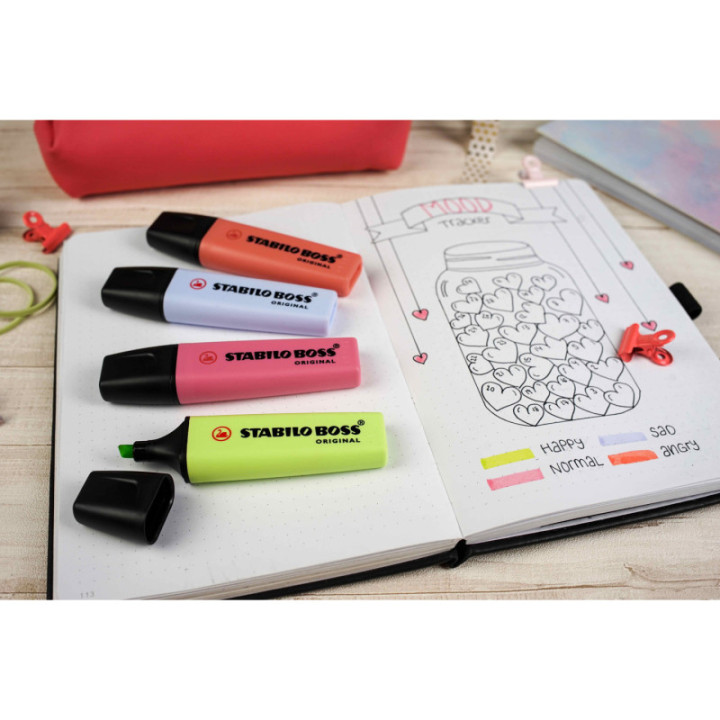 Pochette de 4 surligneurs STABILO BOSS ORIGINAL Pastel - assortiment pastel