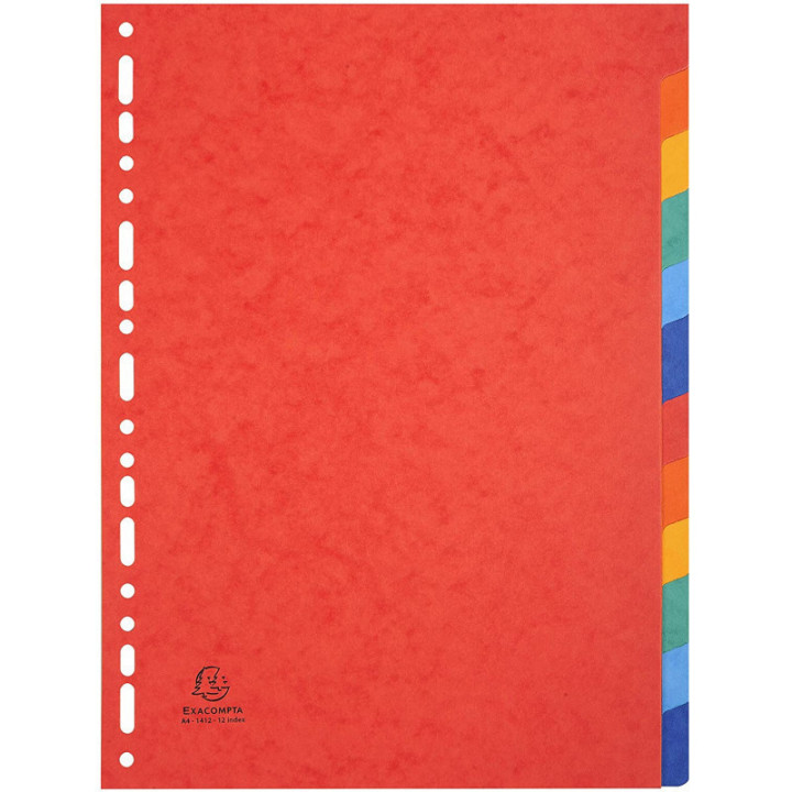 Lot de 2 intercalaires - Pour classeur - 12 positions - A4 - Carton rigide - Exacompta