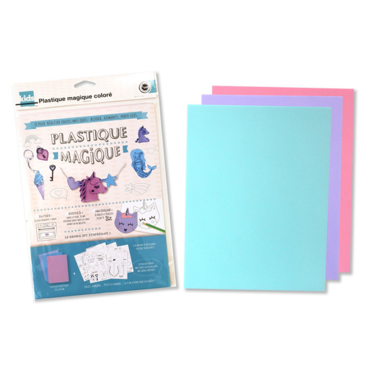 Feuilles de plastique magique coloré 20 x 30 cm 3 planches