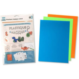 Feuilles de plastique magique couleurs vives 20 x 30 cm 3 planches