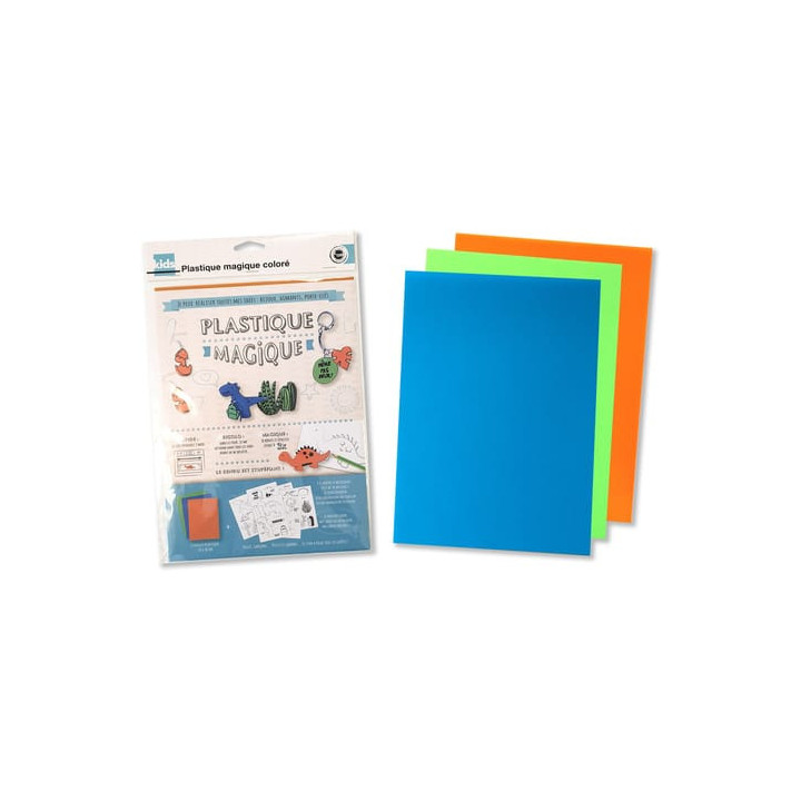 Feuilles de plastique magique couleurs vives 20 x 30 cm 3 planches