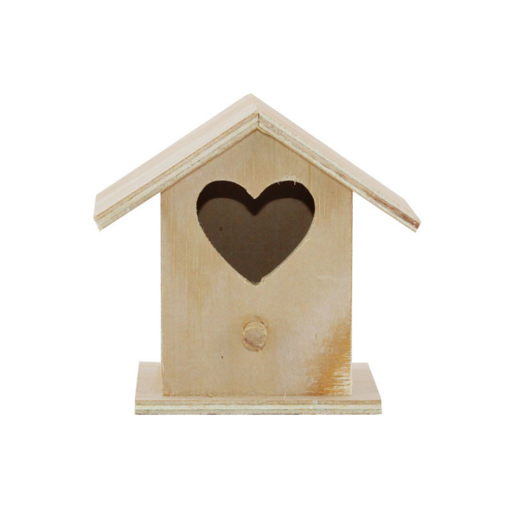 Petit nichoir - Décoration de table - Bois - A décorer - 8 x 8 x 5,5 cm