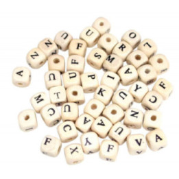 Perles en bois lettres carrées - 1cm x102 pièces - Ctop