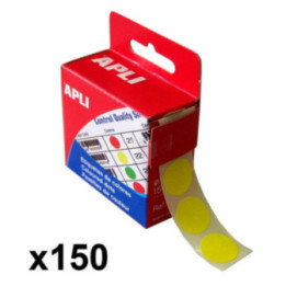 Boîte de 150 pastilles adhésives 15mm diamètre jaune Apli