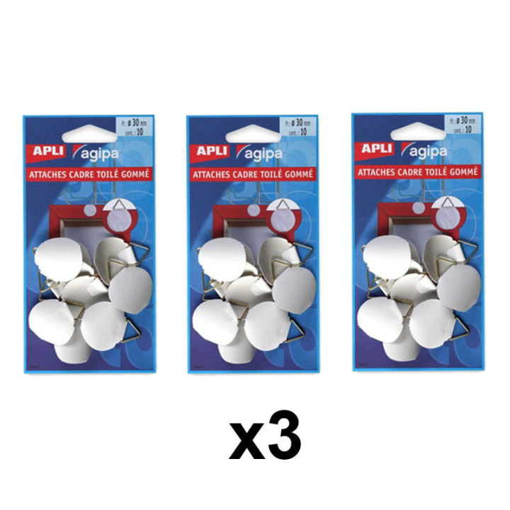 Lot de 3 sachets de 10 attaches Cadre Toile Gomme - Apli
