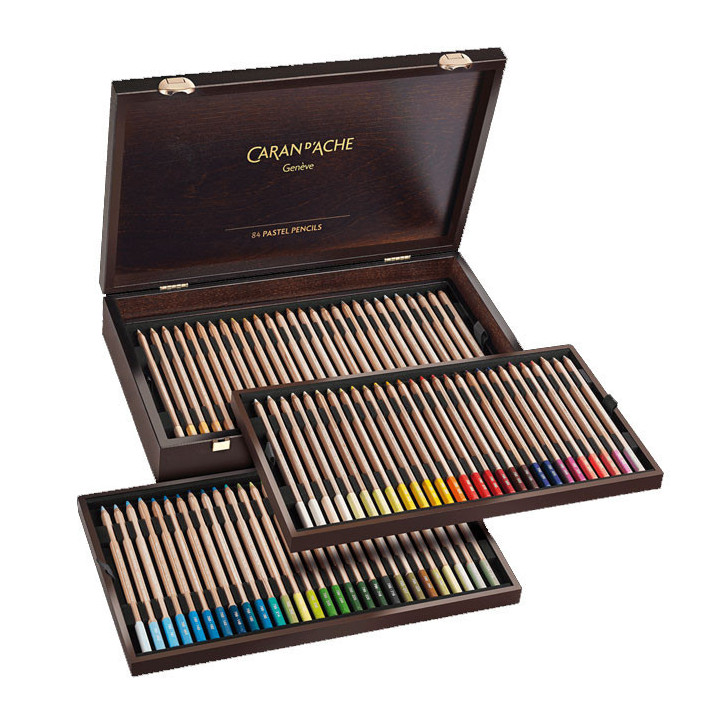 Coffret bois 84 crayons pastel Pencils Caran d'Ache
